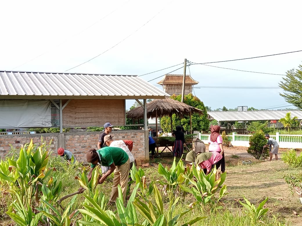 Jaga Kebersihan Balai Desa, Masyarakat Desa Gedung Boga Kompak Gotong-Royong Bergiliran
